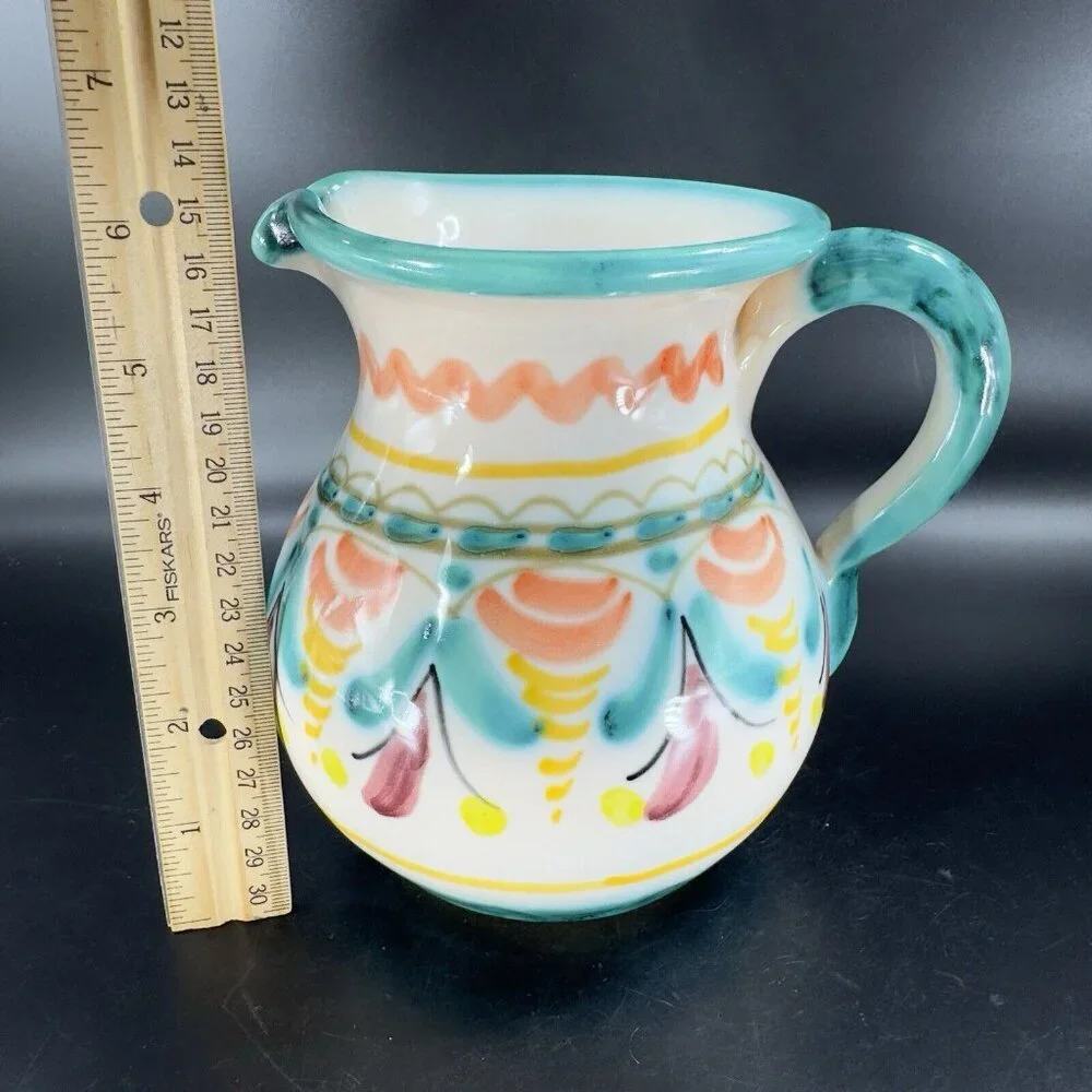 Vintage La Gartera Art Potter Jug Pitcher Toledo‎ Spain signed Pottery Hand Made